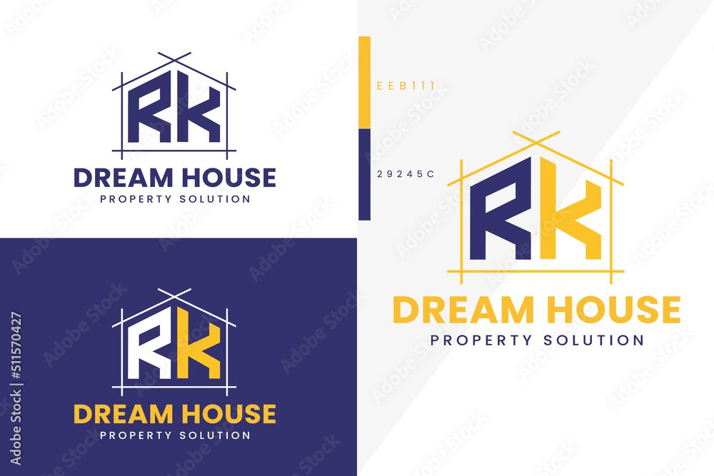 R K Monogram Dream House Real estate logo premium vector
