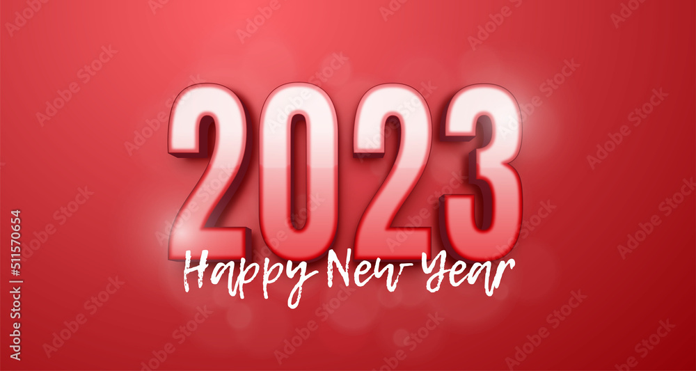 2023 happy new year design in number red glossy style 2023 happy new year design in number red glossy style