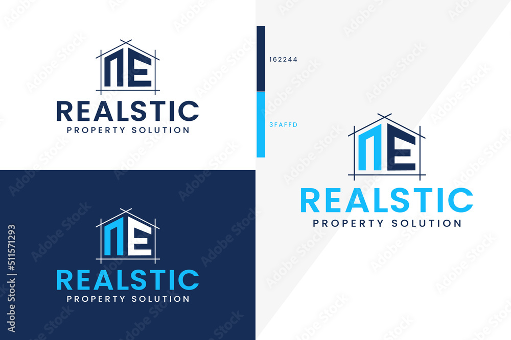 N E Monogram Dream House Real estate logo premium vector N E Monogram Dream House Real estate logo premium vector