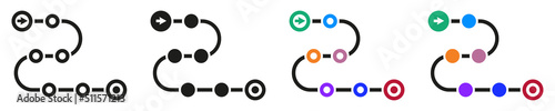 Set of roadmap icons. Product roadmap or project development, roadmap plan symbols. Yearly product roadmap. Vector.