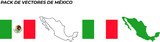 Pack de vectores de México, mapa y bandera.