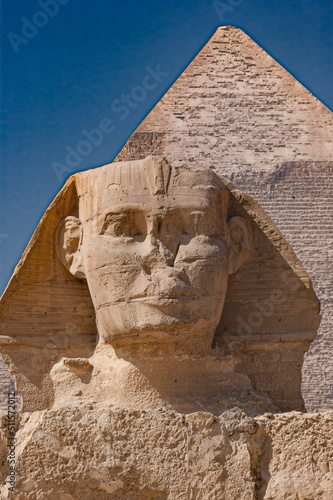 The face of the Sphinx at Giza, Egypt