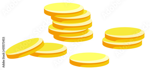 Golden coins. Cartoon game asset. Treasure symbol