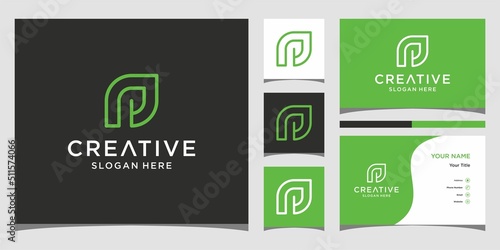 Letter p logo forms a leaf with green color pure nature logo concept simple initial leaf logo vector