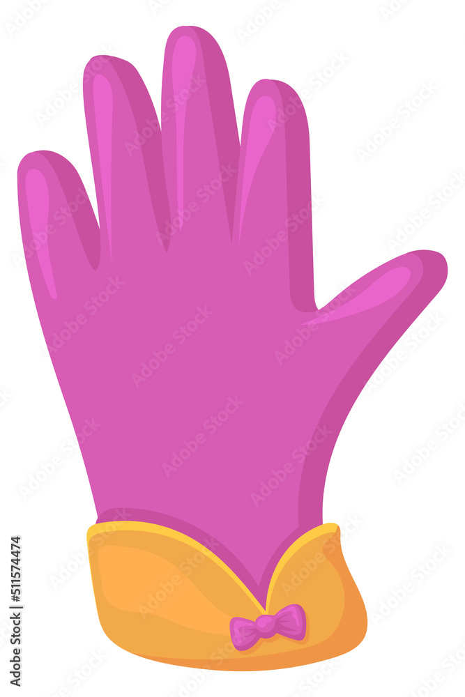 Pink lady glove. Cartoon winter fashion icon Pink lady glove. Cartoon winter fashion icon