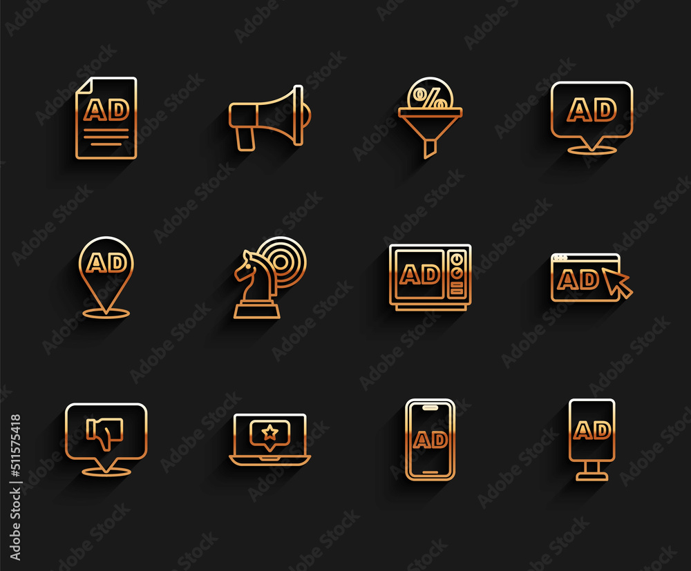 Set line Dislike in speech bubble, Laptop with star, Advertising, Chess, and icon. Vector Set line Dislike in speech bubble, Laptop with star, Advertising, Chess, and icon. Vector