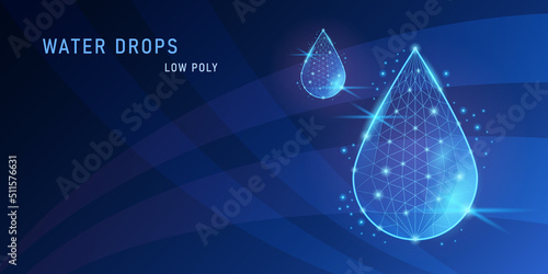outline water drops low poly on dark blue background vector