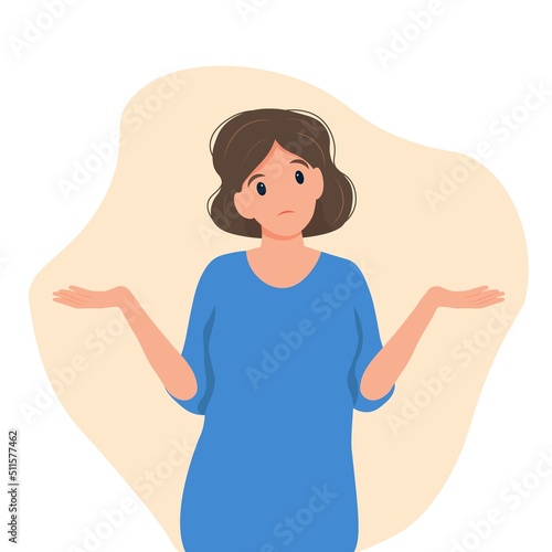 Woman shrugging with a curious expression