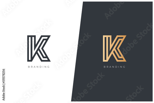 K Letter Logo Vector Design Concept - Monogram Icon Trademark. Creative minimal luxury emblem design template. Universal K logotype.	
