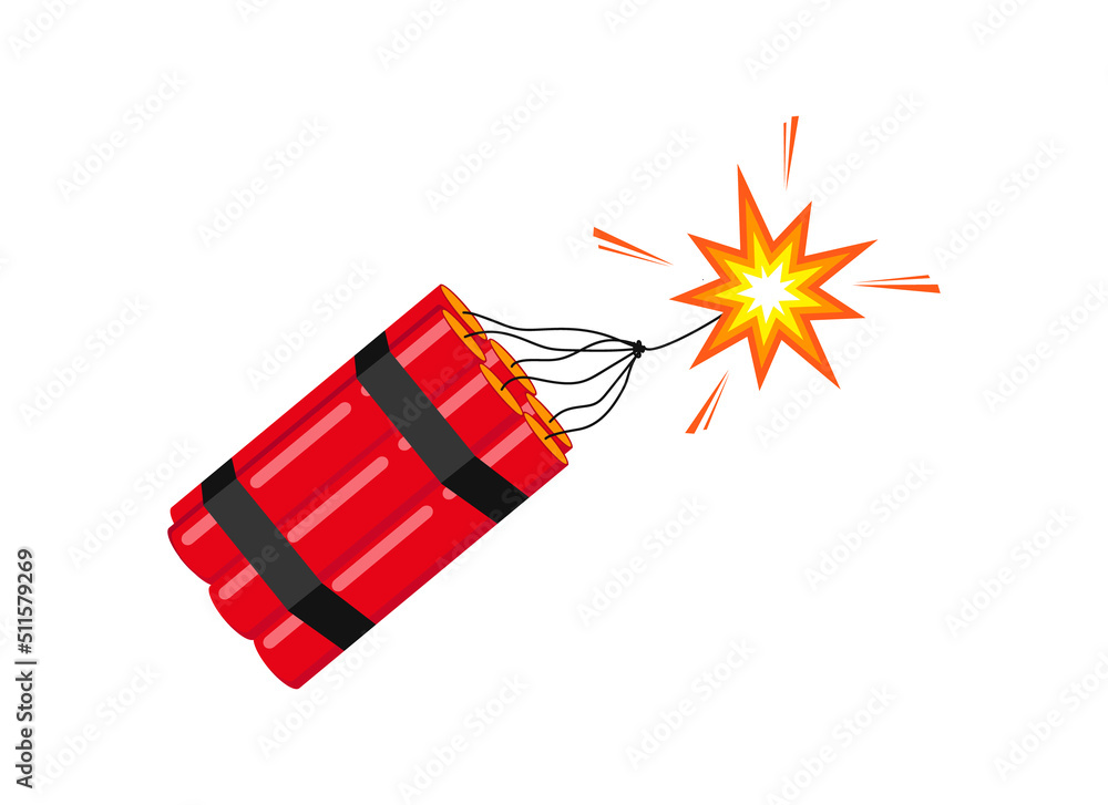 Dynamite bomb cartoon on white background, vector illustration