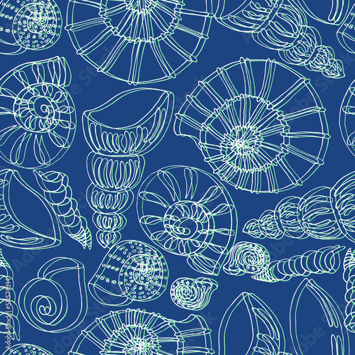 tropical underwater world seashells on the sea vector seamless pattern beach vacation