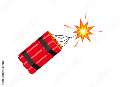 Obraz na płótnie Dynamite bomb cartoon on white background, vector illustration w salonie