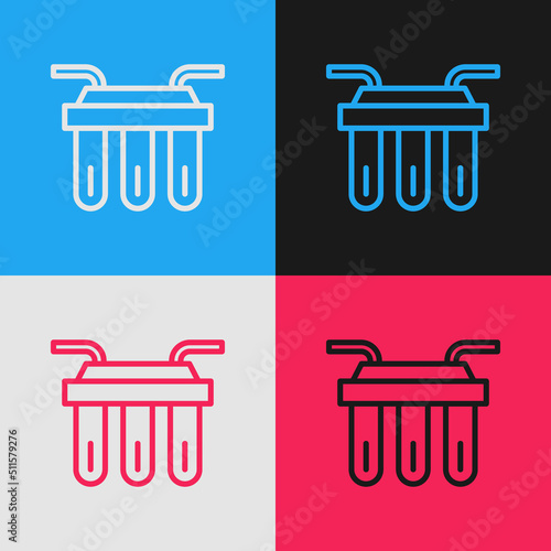 Pop art line Water filter icon isolated on color background. System for filtration of water. Reverse osmosis system. Vector