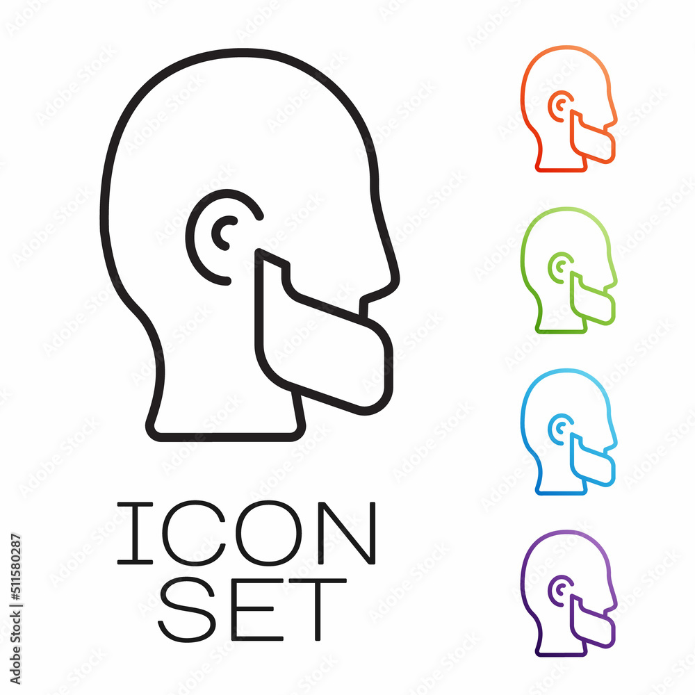 Black line Mustache and beard icon isolated on white background. Barbershop symbol. Facial hair style. Set icons colorful. Vector Black line Mustache and beard icon isolated on white background. Barbershop symbol. Facial hair style. Set icons colorful. Vector
