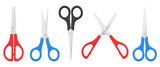 Stationery scissors realistic template collection vector cutters with rings handles