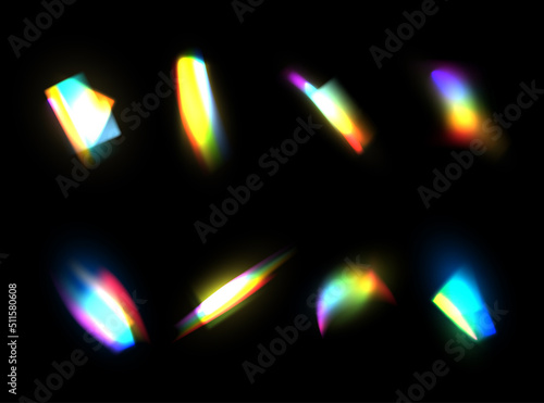 Rainbow light multicolor blurred effect collection realistic template vector illustration