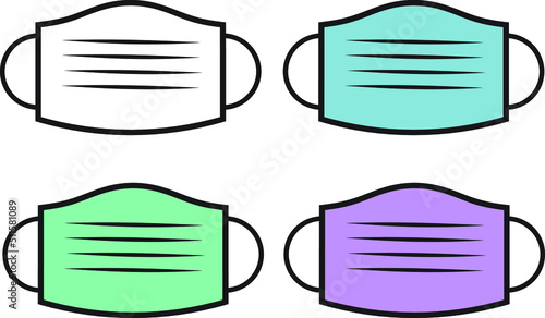 Mask icon set vector illustration . Medical or Surgical Face Mask. Virus Protection. Health Care Concept. 