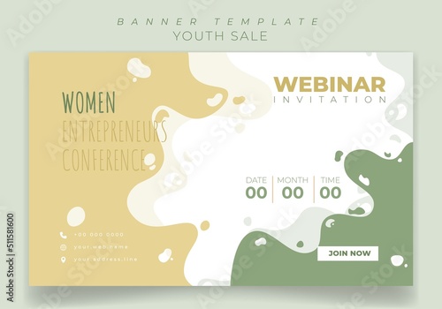 Banner template for webinar invitation design with background in pastel color design