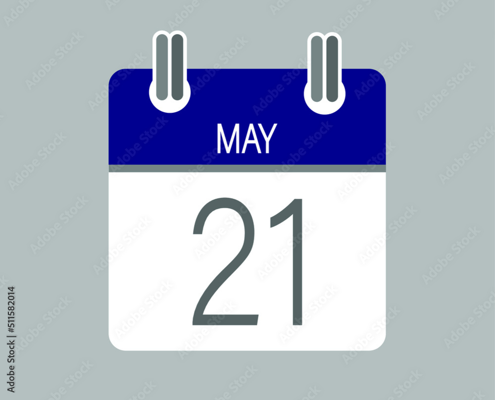 Day 21 may. Blue calendar for days of the month in may. Calendar page template. Day 21 may. Blue calendar for days of the month in may. Calendar page template.