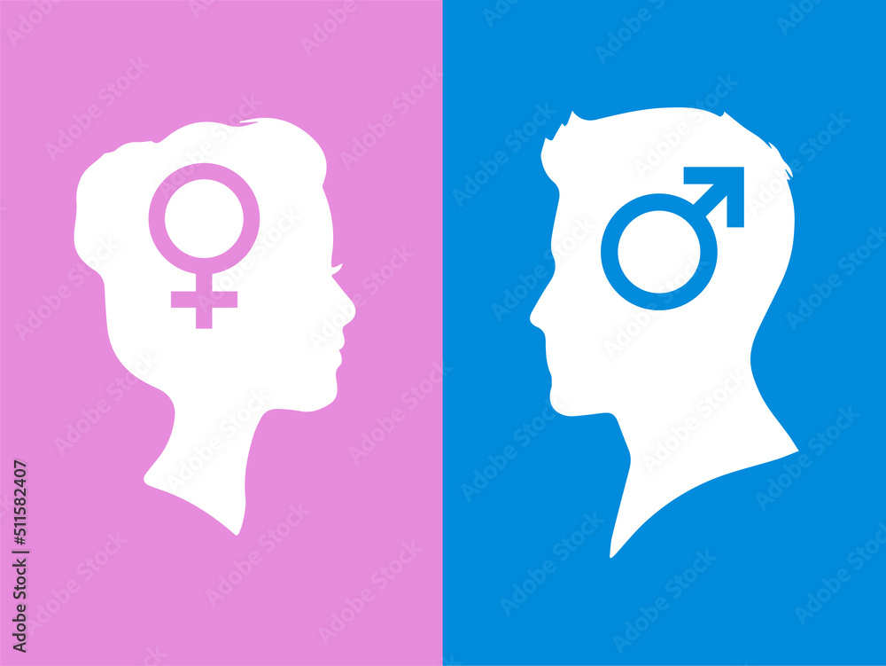 Two genders symbols, male and female concept, Gender symbols male and female, pink and blue two genders. Two genders symbols, male and female concept, Gender symbols male and female, pink and blue two genders.