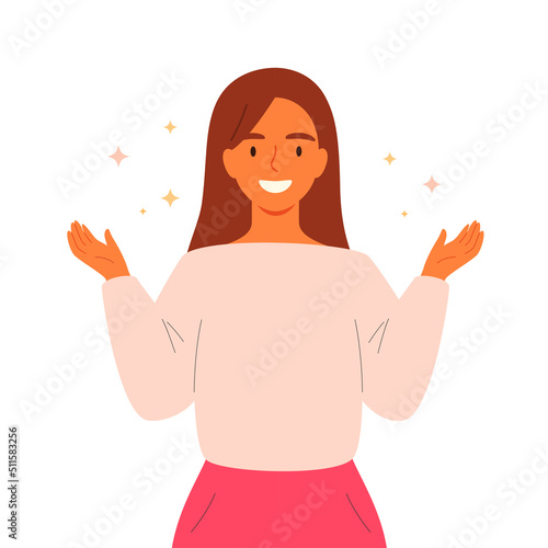 Excited expression woman cartoon