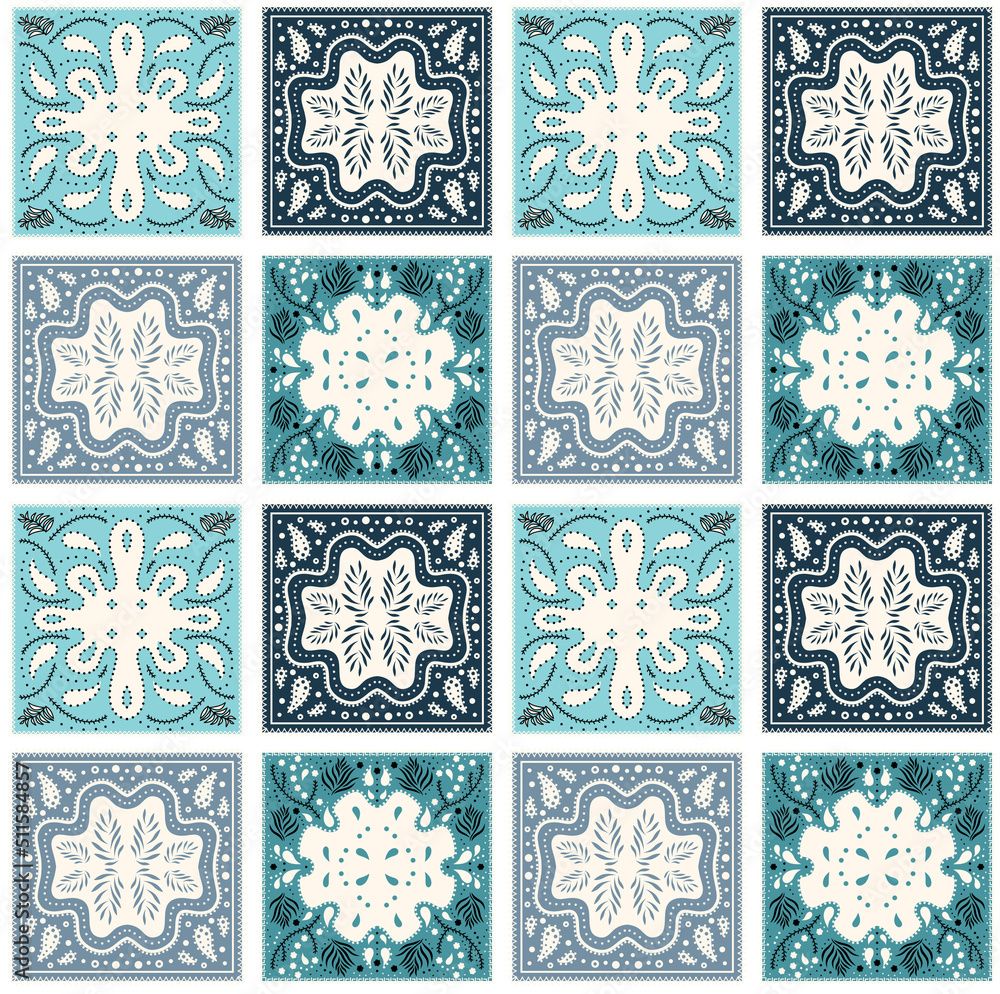 Seamless geometrical ethnic pattern, patchwork print.
