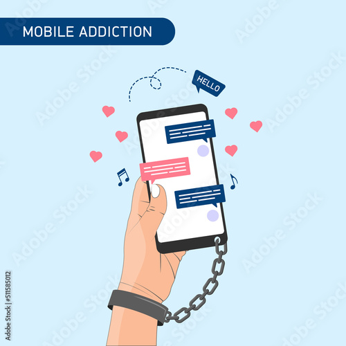 Smart Phone Addiction Concept Vector Illustration