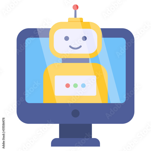 Editable design icon of computer bot