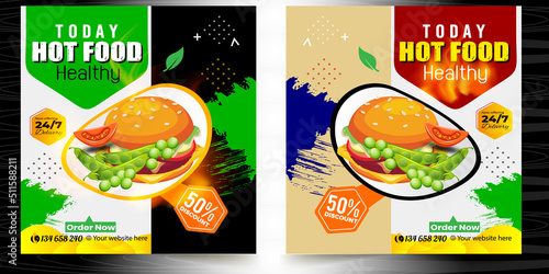 Fotografie, Obraz Restaurant discount food Burger Flyer Design, Todays Menu snake Chinese meal ad