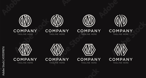 Set of letter N monogram logo design bundle. The logo can be used for any company business 