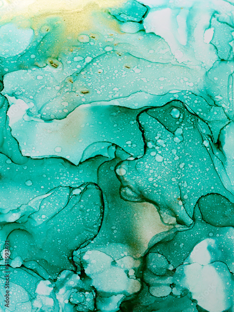 Abstract green and gold fragment of colorful background, wallpaper. Mixing acrylic paints. Modern art. Marble texture. Alcohol ink colors translucent.Alcohol Abstract contemporary art fluid. Abstract green and gold fragment of colorful background, wallpaper. Mixing acrylic paints. Modern art. Marble texture. Alcohol ink colors translucent.Alcohol Abstract contemporary art fluid.