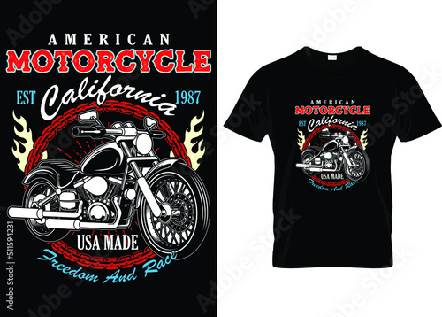 Motorcycle t shirt. Motor bike vector retro typography t shirt design  for racer.