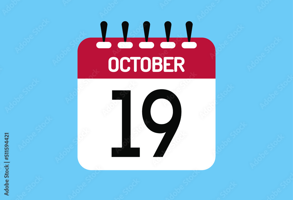October day 19. Calendar design template 19 october in background blue. October day 19. Calendar design template 19 october in background blue.
