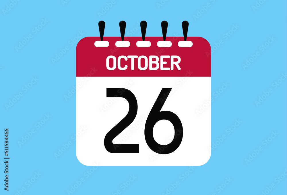 October day 26. Calendar design template 26 october in background blue. October day 26. Calendar design template 26 october in background blue.