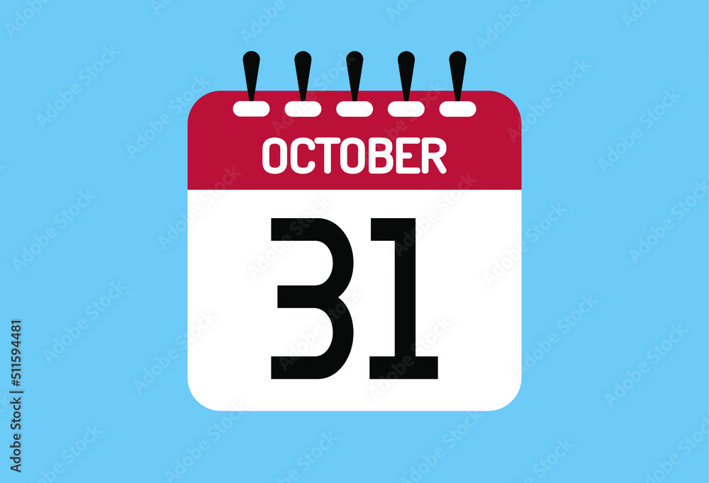 October day 31. Calendar design template 31 october in background blue. October day 31. Calendar design template 31 october in background blue.