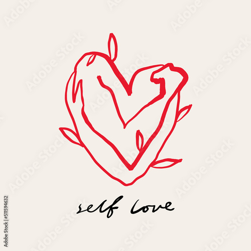 Self care line art minimalist boho icon or logo holistic healing meditation for harmony and love