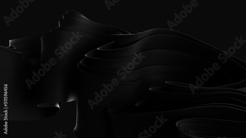 Abstract cloth black background. Smooth curvy layers wallpaper. © Cg loser 