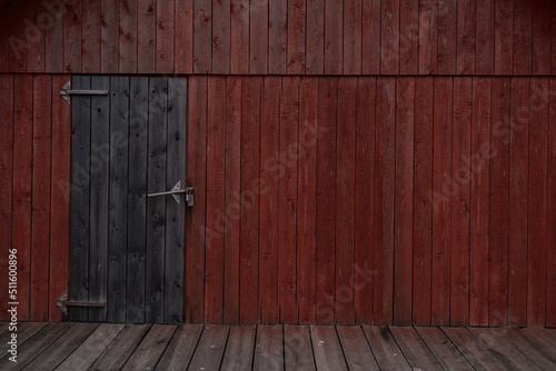 red old wooden wall and door