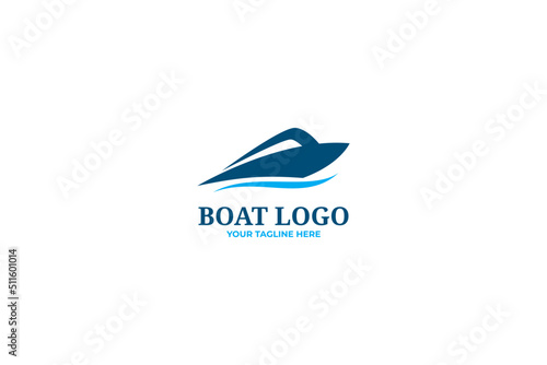 Flat blue shape jet boat logo design vector graphic symbol icon illustration creative idea