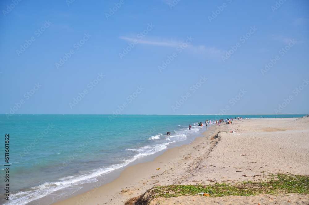 The place where the Bay of Bengal and Indian Ocean merge, Arichal Munai, Dhanushkodi, Tamil Nadu, India