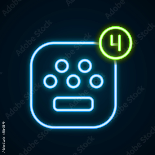 Glowing neon line Taxi mobile app icon isolated on black background. Mobile application taxi. Colorful outline concept. Vector