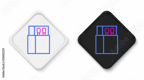 Line Open matchbox and matches icon isolated on white background. Colorful outline concept. Vector