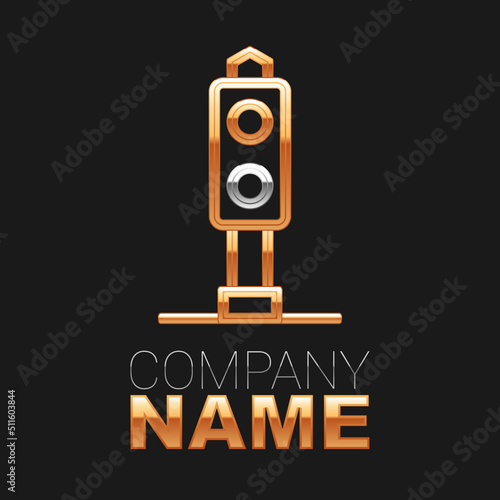 Line Train traffic light icon isolated on black background. Traffic lights for the railway to regulate the movement of trains. Colorful outline concept. Vector