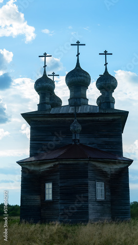 Old Ritualist, old churche, provincial town of Arkhangelsk near-polar regions. Wooden architecture. Russia photo