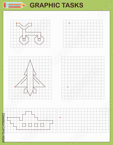 Graphic tasks by cells. Educational games for kids