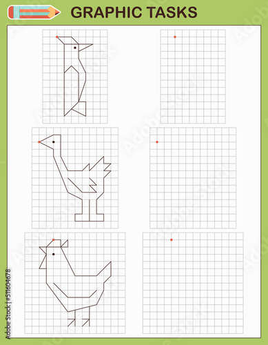 Graphic tasks by cells. Educational games for kids