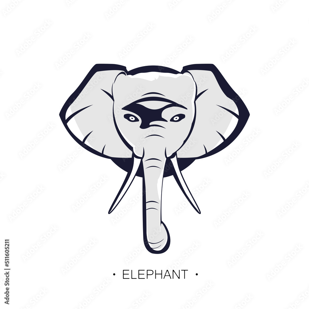 Obraz premium Elephant head, icon on a white background.