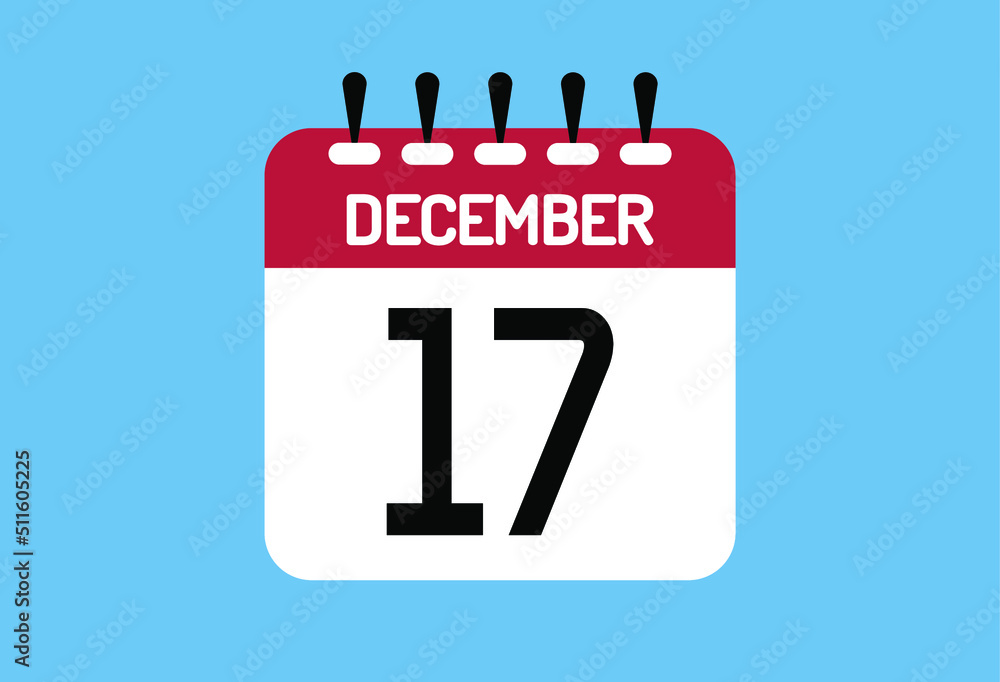 December day 17. Calendar design template 17 december in background blue. December day 17. Calendar design template 17 december in background blue.
