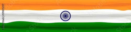 Wavy flag of India, banner for Independence Day.