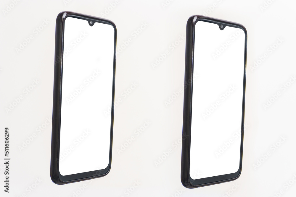 Smart phone with white screen and white background technology. Isolated Smart phone with white screen and white background technology. Isolated